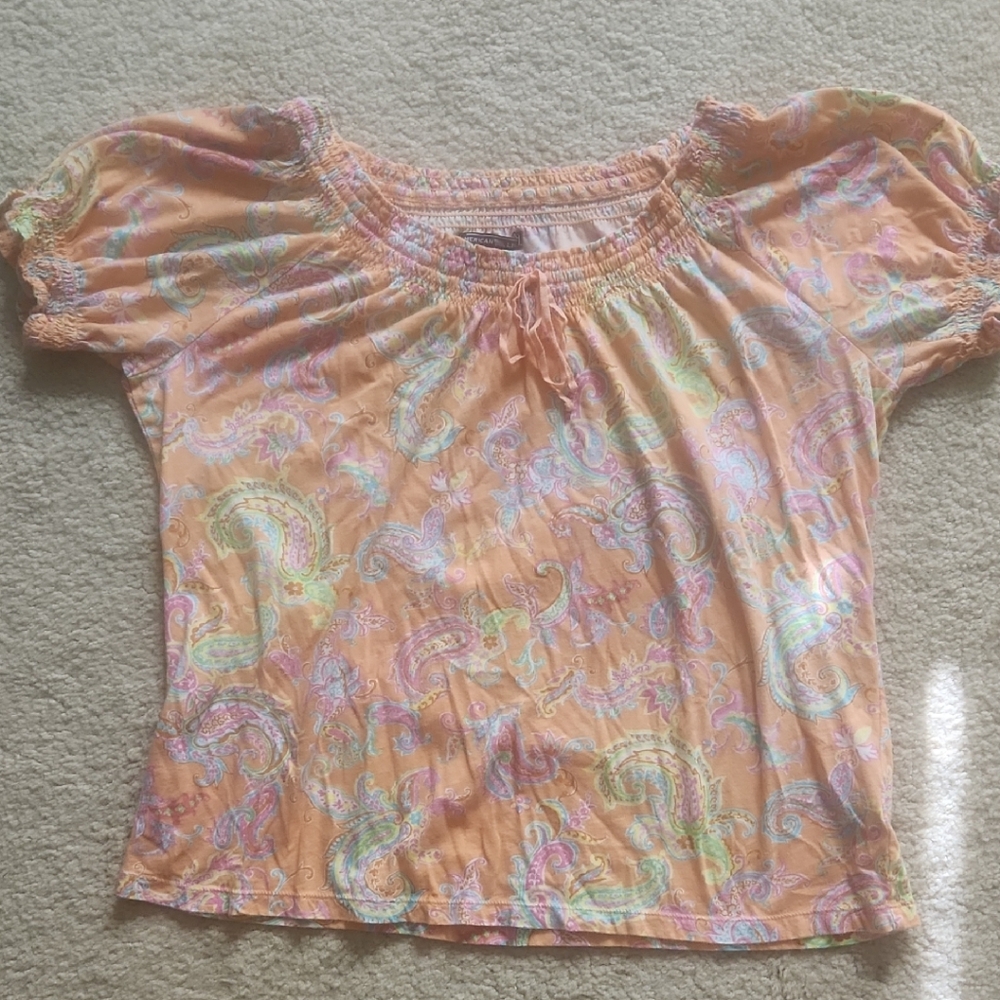 American Living Peach and Pastel Paisley Blouse